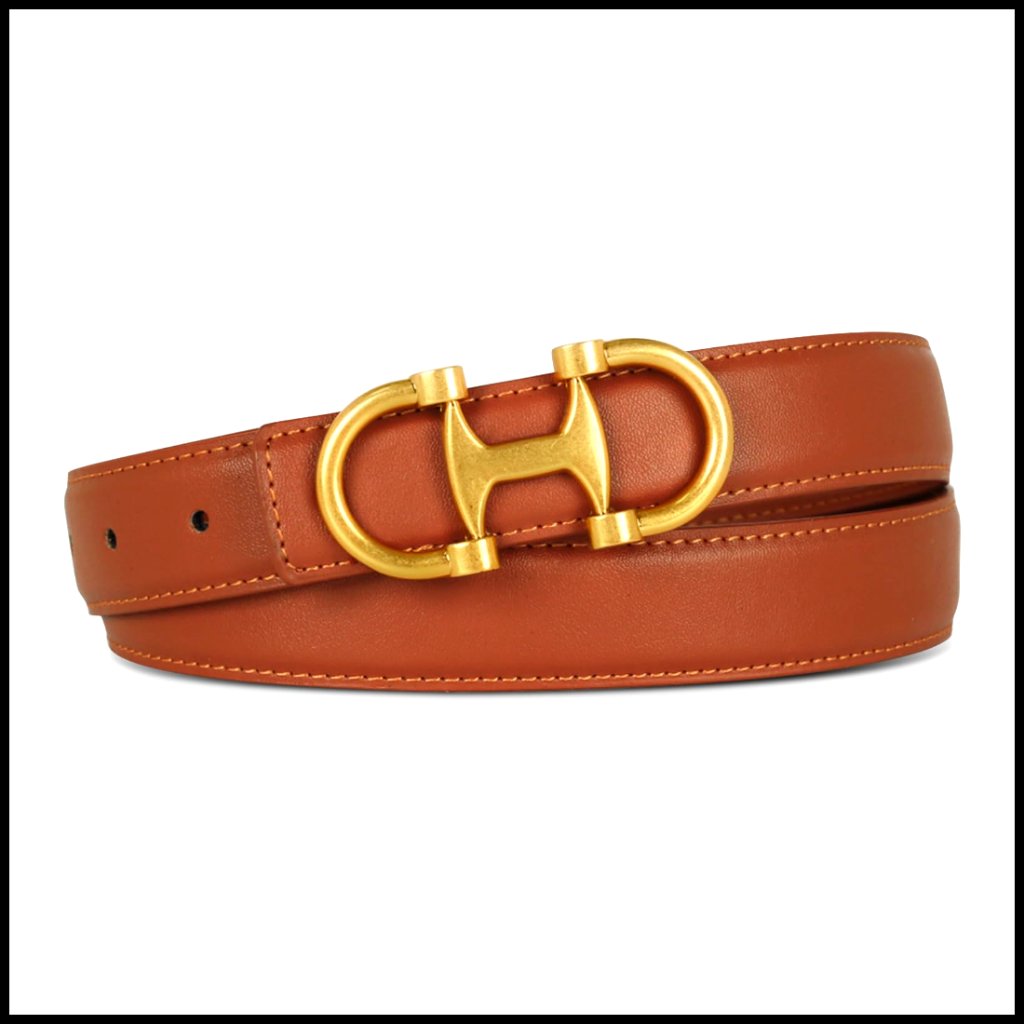 Leather Belt With Buckle Classic Elegant Chic For Dresses Jeans Coats